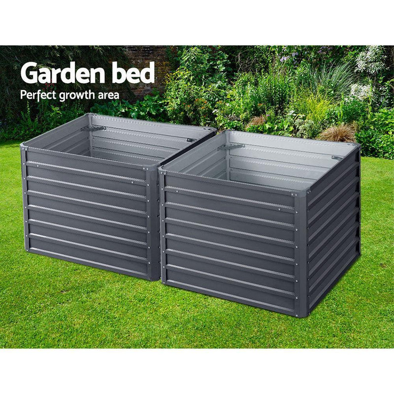 Greenfingers Garden Bed 2PCS 100X100X77CM Galvanised Steel Raised Planter - John Cootes