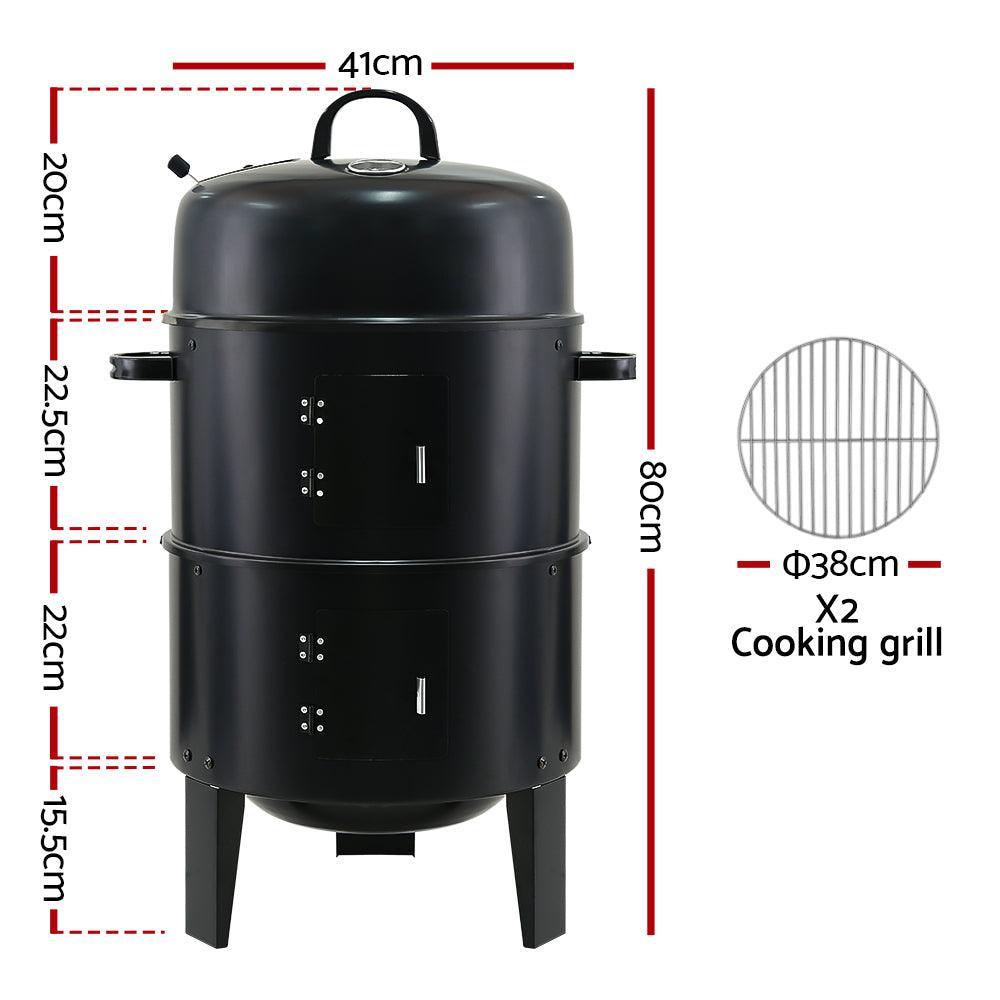 Grillz 3-in-1 Charcoal BBQ Smoker - Black - John Cootes