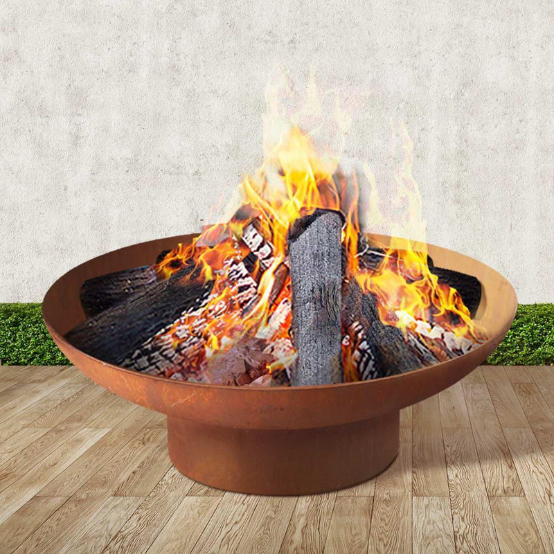 Grillz Fire Pit Charcoal Vintage Campfire Burner Rust Outdoor Steel Bowl 70CM - John Cootes