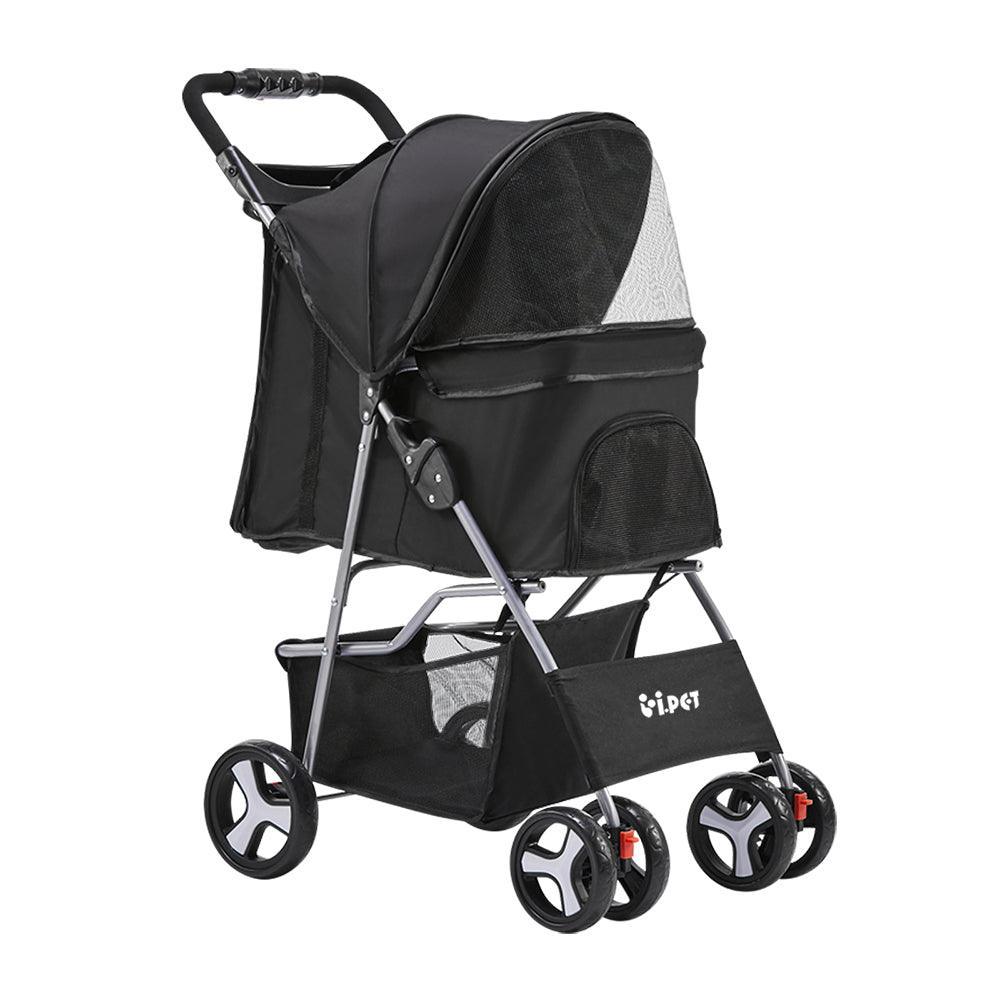 i.Pet 4 Wheel Pet Stroller - Black - John Cootes
