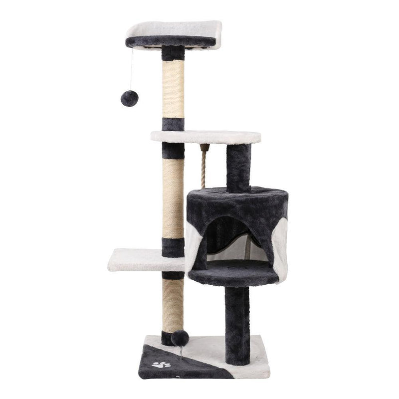 i.Pet Cat Tree 112cm Trees Scratching Post Scratcher Tower Condo House Furniture Wood - John Cootes
