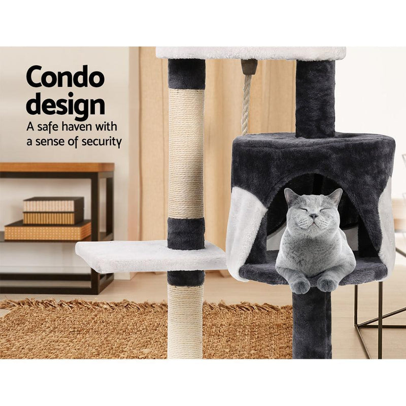 i.Pet Cat Tree 112cm Trees Scratching Post Scratcher Tower Condo House Furniture Wood - John Cootes