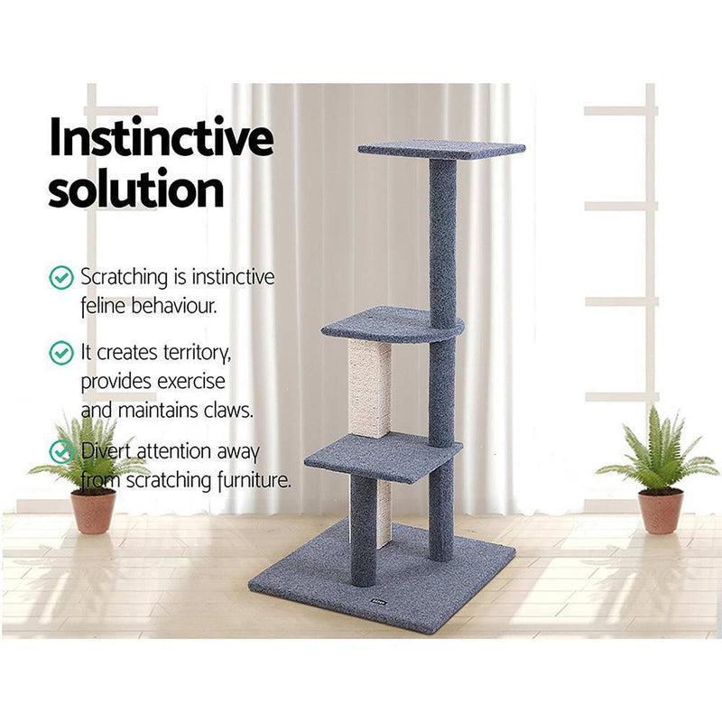 i.Pet Cat Tree 124cm Trees Scratching Post Scratcher Tower Condo House Furniture Wood Steps - John Cootes