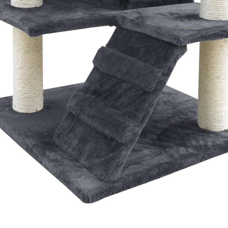 i.Pet Cat Tree 134cm Trees Scratching Post Scratcher Tower Condo House Furniture Wood Grey - John Cootes