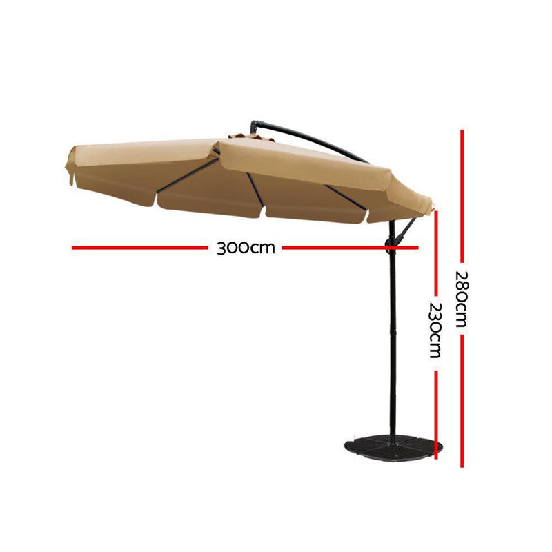 Instahut 3M Outdoor Umbrella - Beige - John Cootes