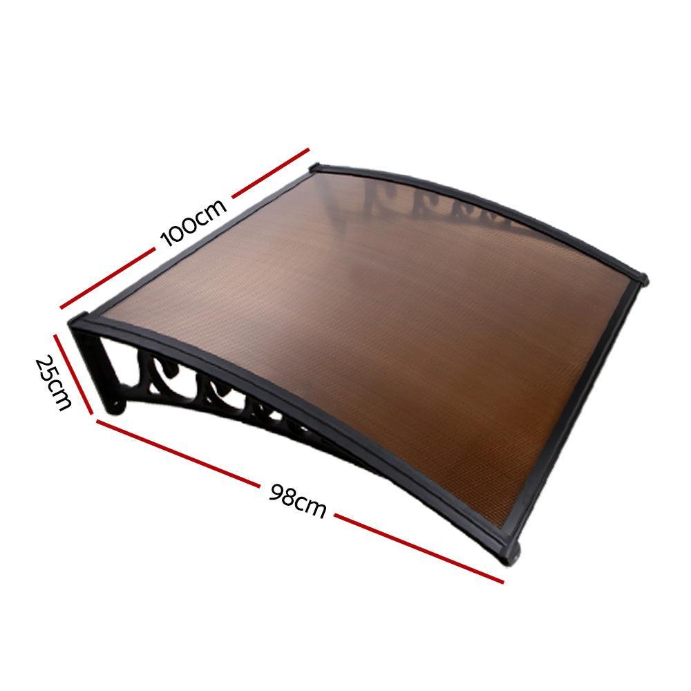 Instahut DIY Window Door Awning Brown 1 x 1M - John Cootes