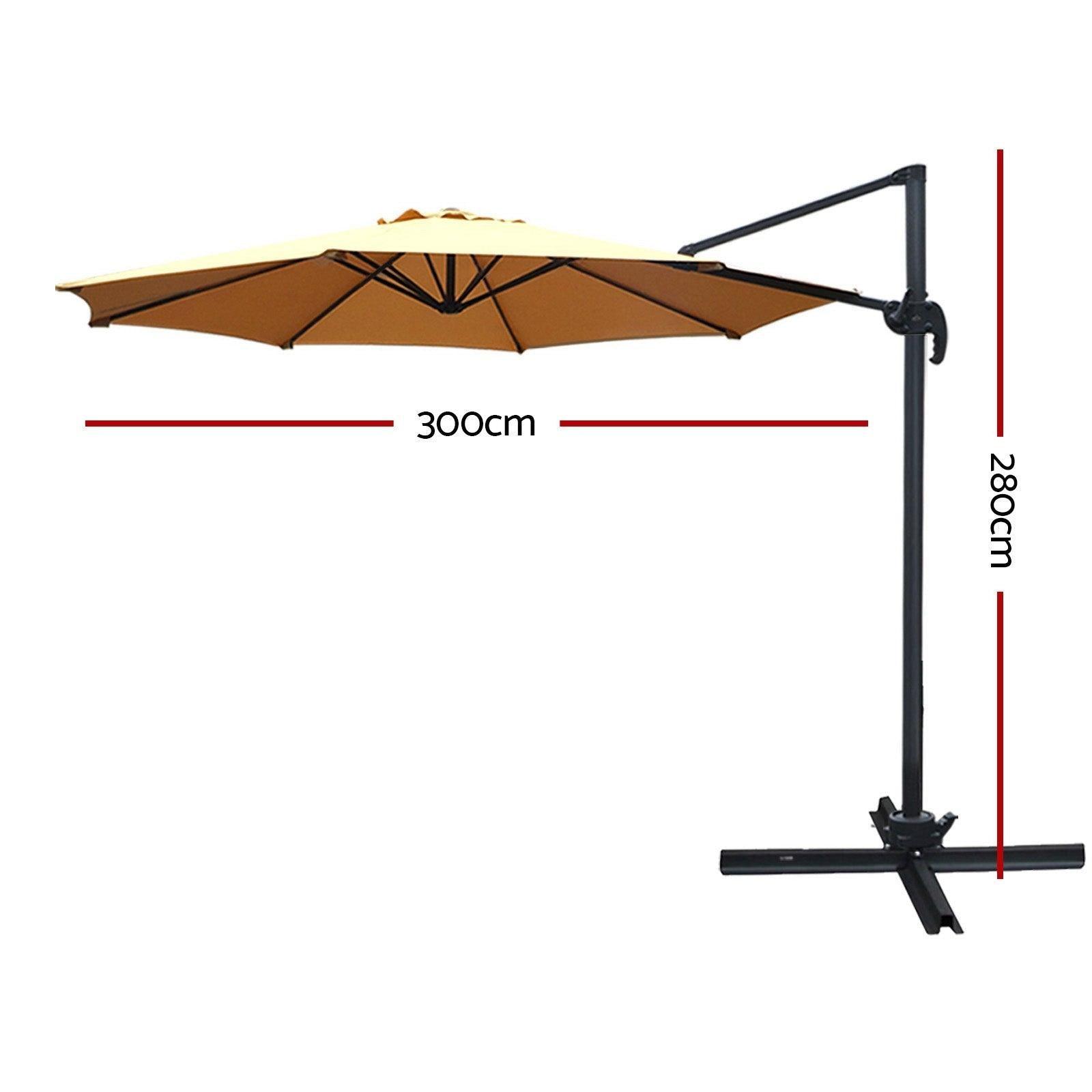 Instahut Roma Outdoor Umbrella - Beige - John Cootes
