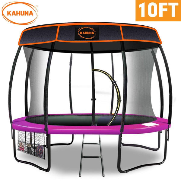 Kahuna Trampoline 10 ft with Roof - Pink - John Cootes