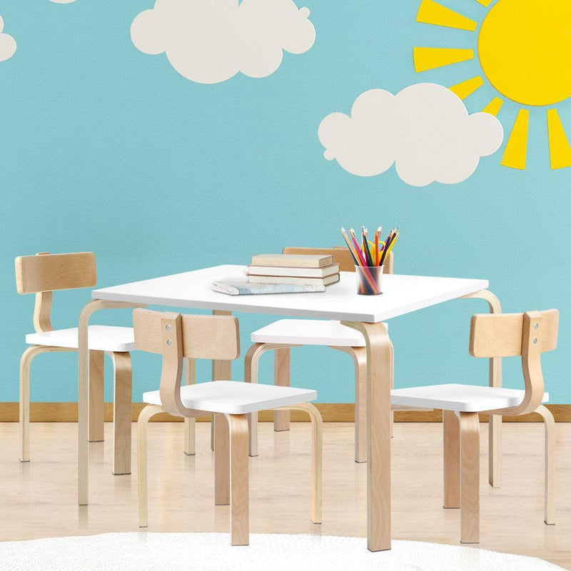 Keezi Nordic Kids Table Chair Set Desk 5PC Activity Dining Study Children Modern - John Cootes