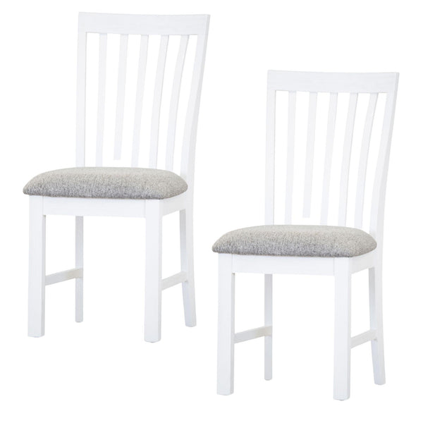 Laelia Dining Chair Set of 2 Solid Acacia Timber Wood Coastal Furniture - White - John Cootes