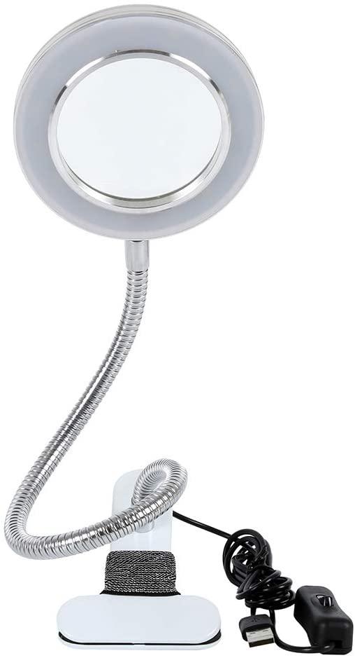 Lighting LED 8X Magnifying Lamp with Metal Clamp 360&deg; Flexible Gooseneck and USB Plug Design for Tattoo, Manicure and Reading - John Cootes