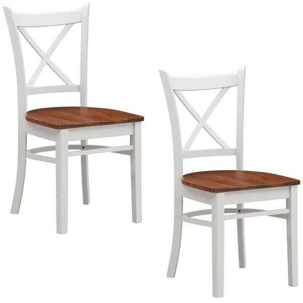 Lupin Dining Chair Set of 2 Crossback Solid Rubber Wood Furniture - White Oak - John Cootes