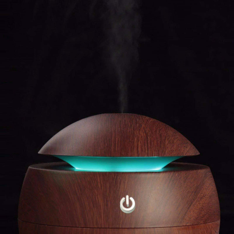 Milano Ultrasonic USB Diffuser with 10 Aroma Oils Humidifier LED Light 130ml - Dark Wood - John Cootes