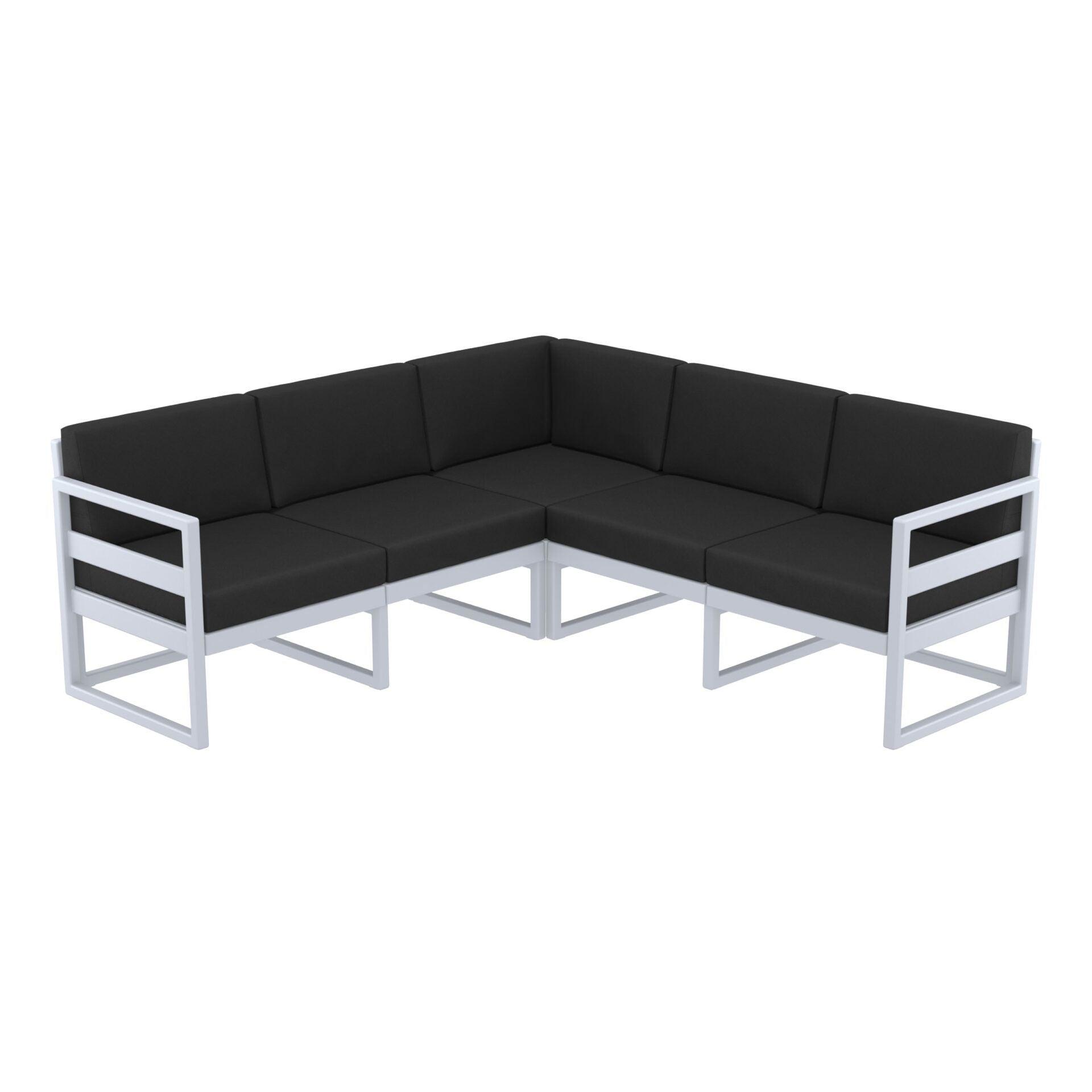 Mykonos Lounge Corner - Silver Grey with Black Cushions - John Cootes