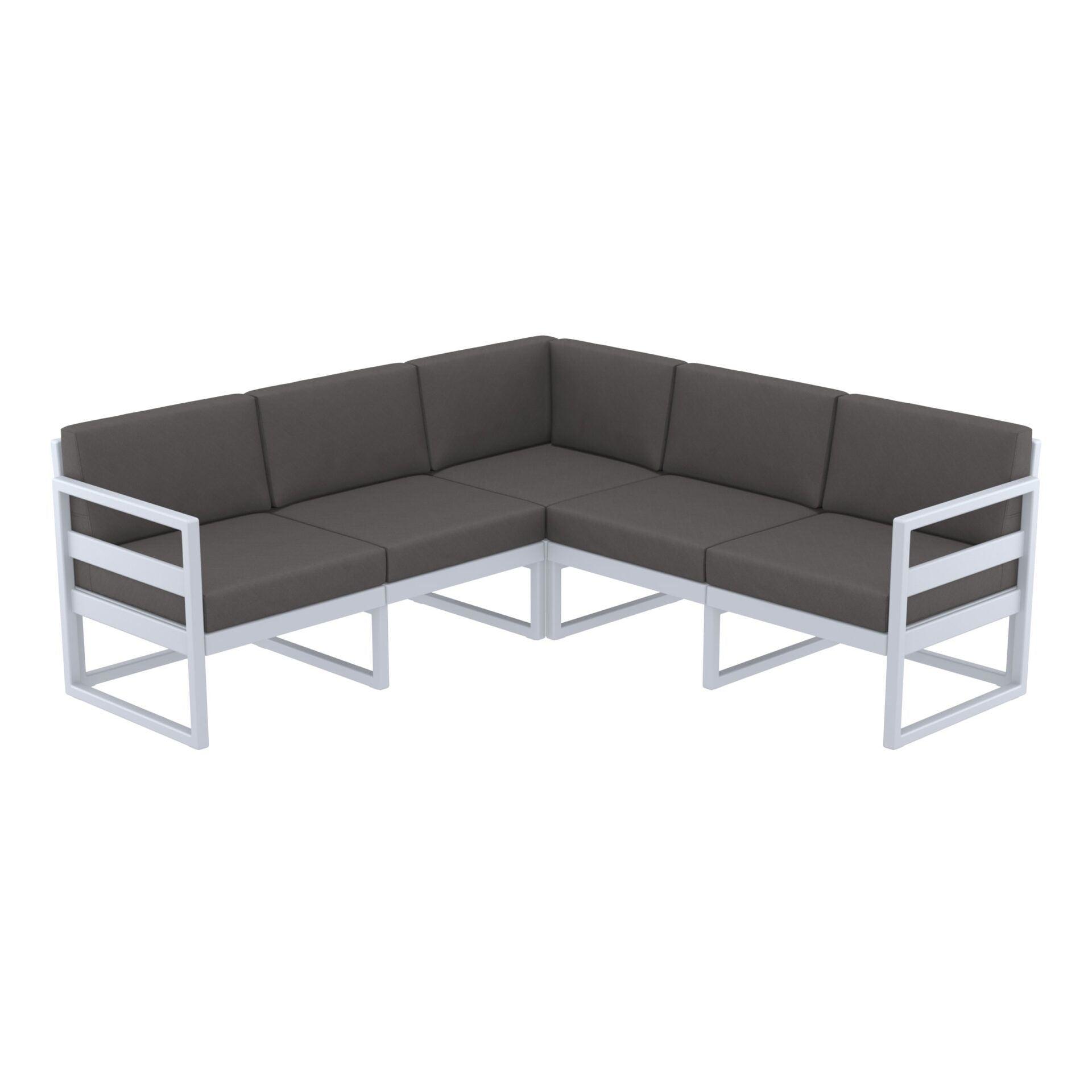Mykonos Lounge Corner - Silver Grey with Black Cushions - John Cootes