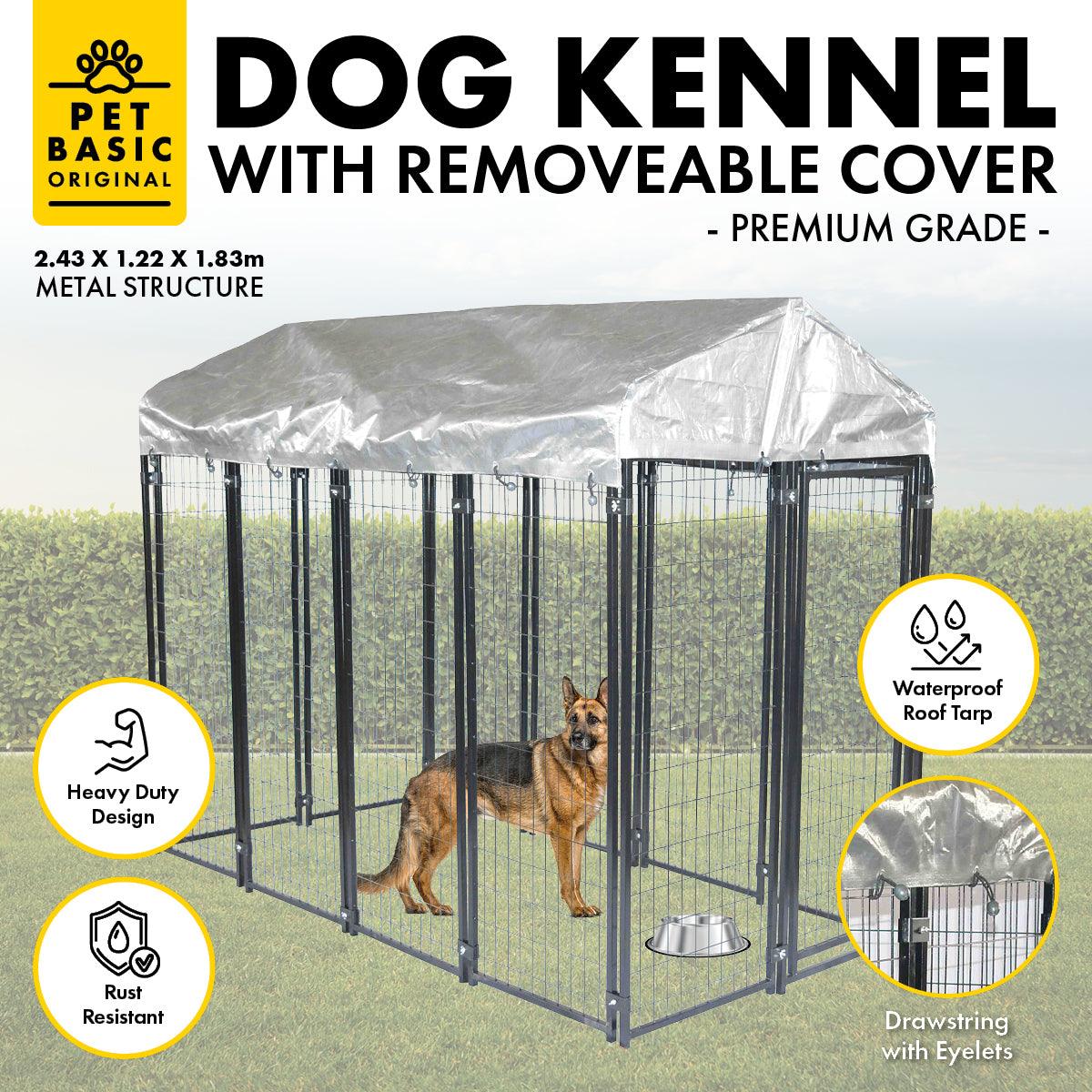 Pet Basic 1.83 x 2.43 x 1.22m Dog Kennel Enclosure Waterproof Lockable Gate - John Cootes
