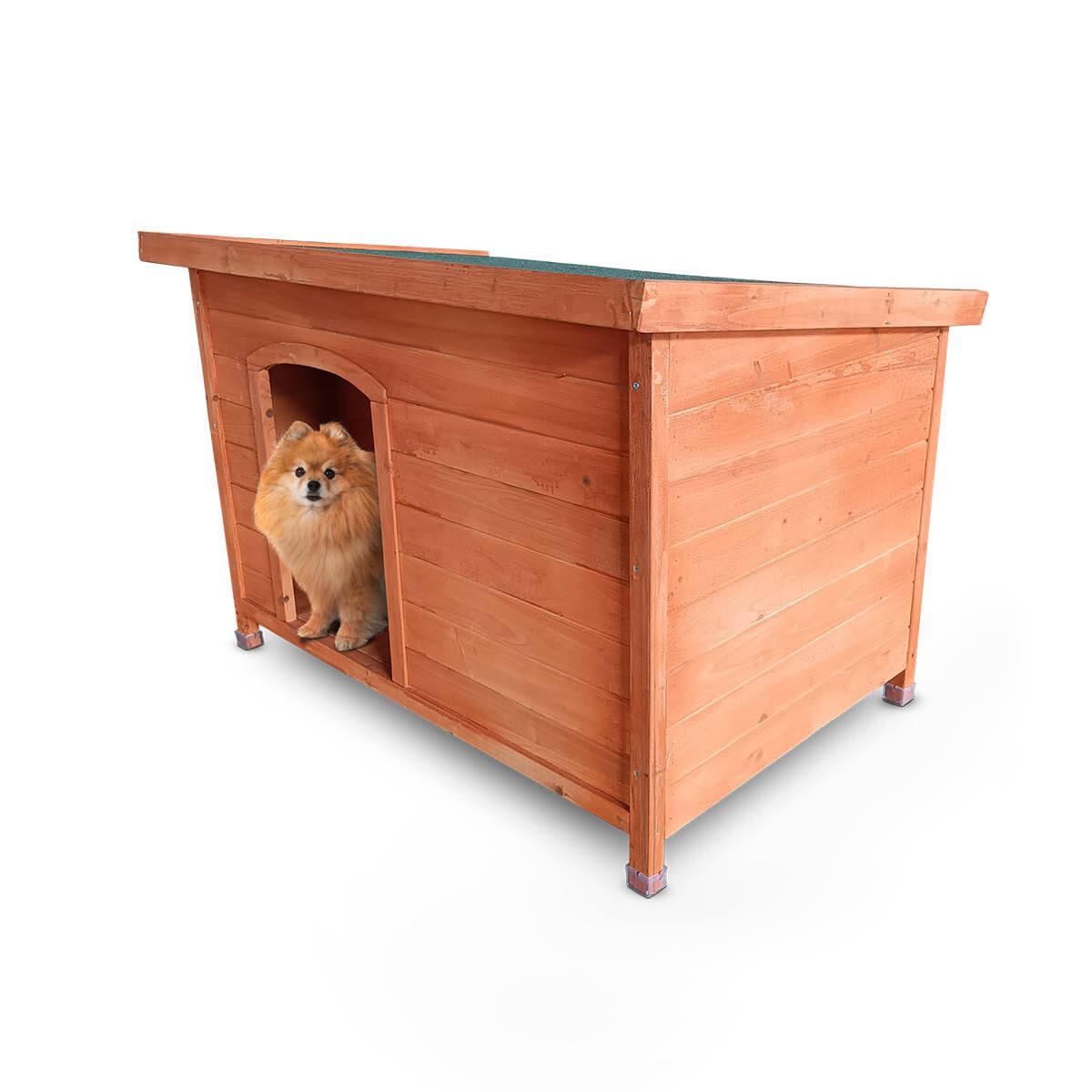 Pet Basic Dog Kennel Weather Resistant Timber Elevated Lift Top Roof 116cm - John Cootes