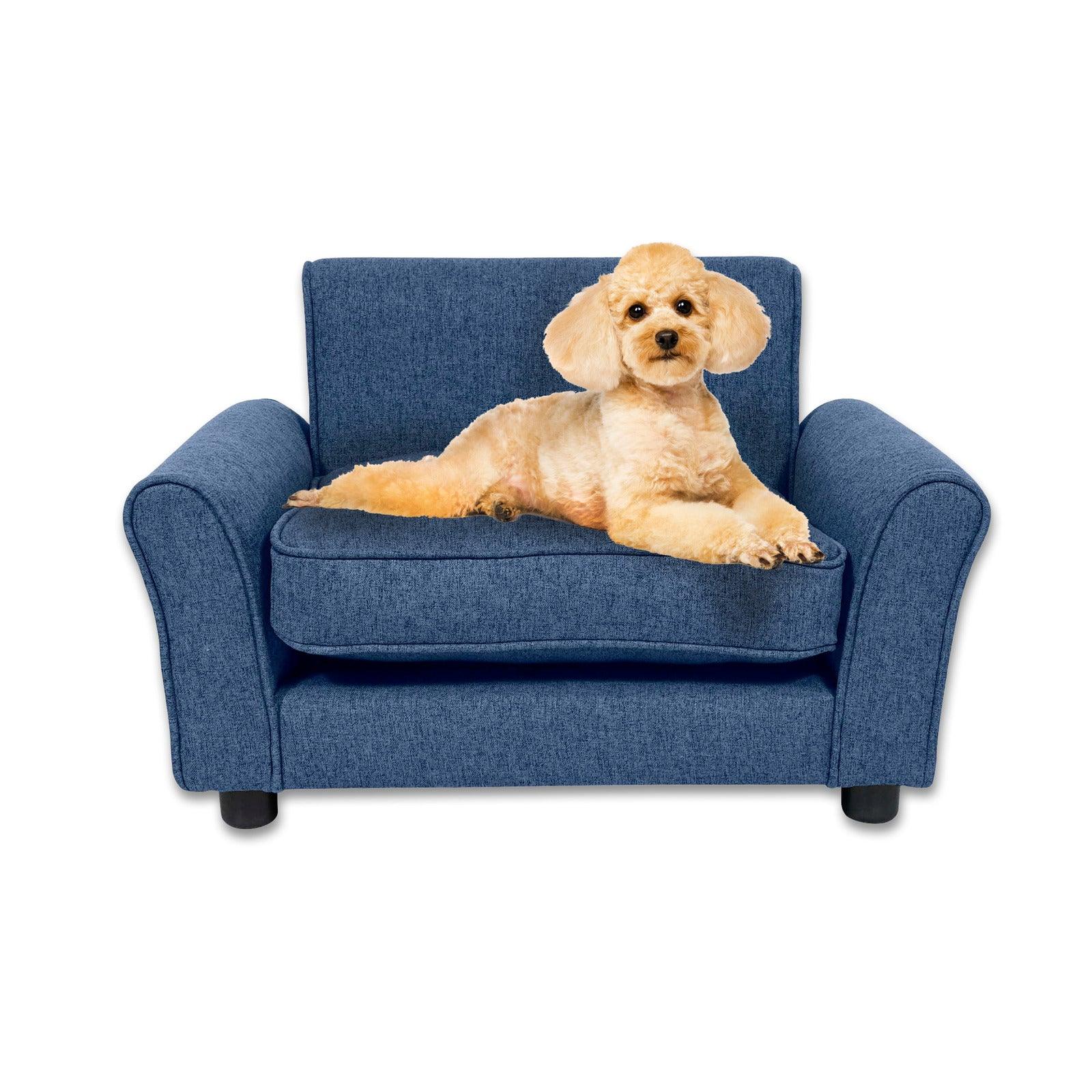 Pet Basic Pet Chair Bed Stylish Luxurious Sturdy Washable Fabric Blue 65cm - John Cootes