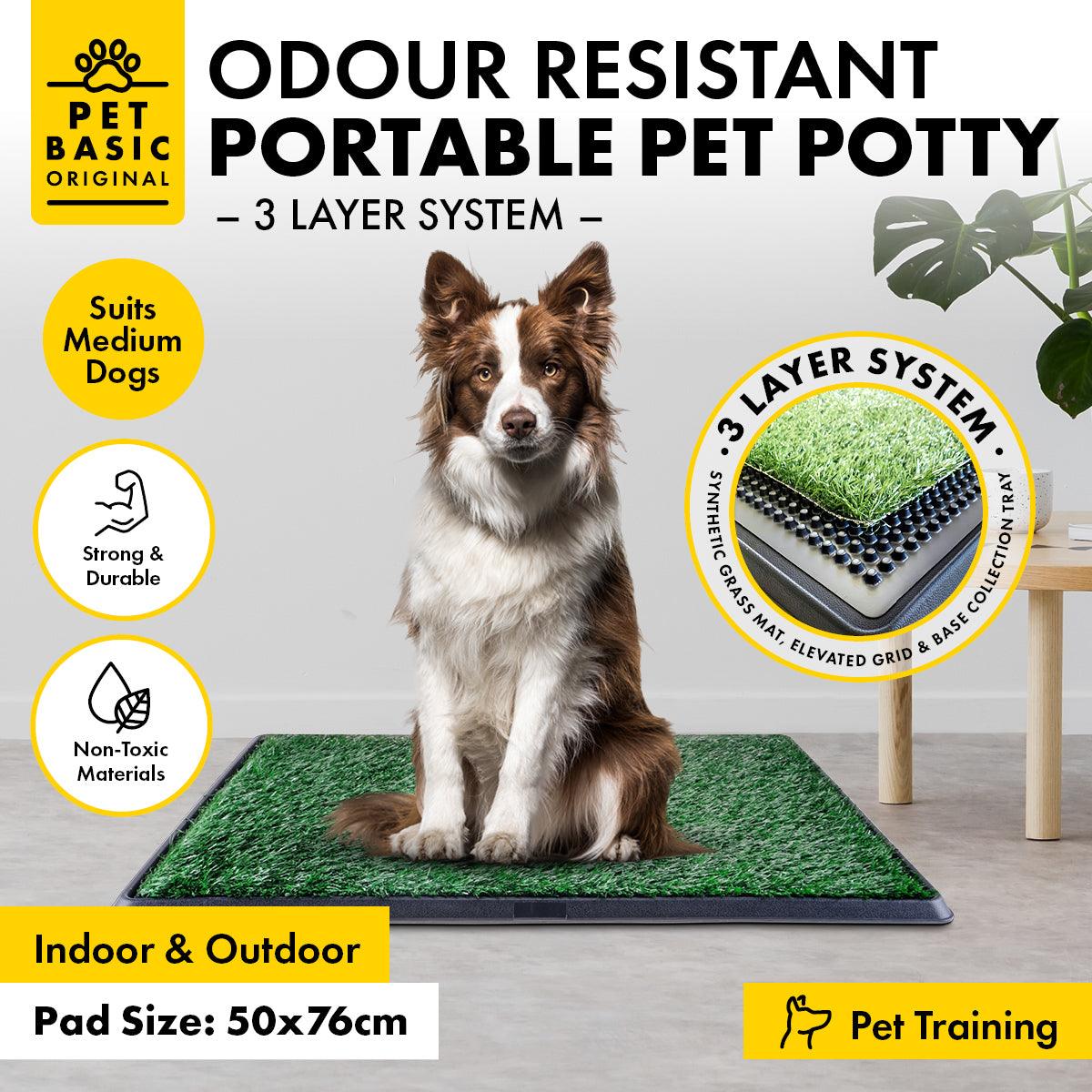 Pet Basic Portable Dog Potty Trainer 3 Layer System Odour Resistant 76 x 50cm - John Cootes