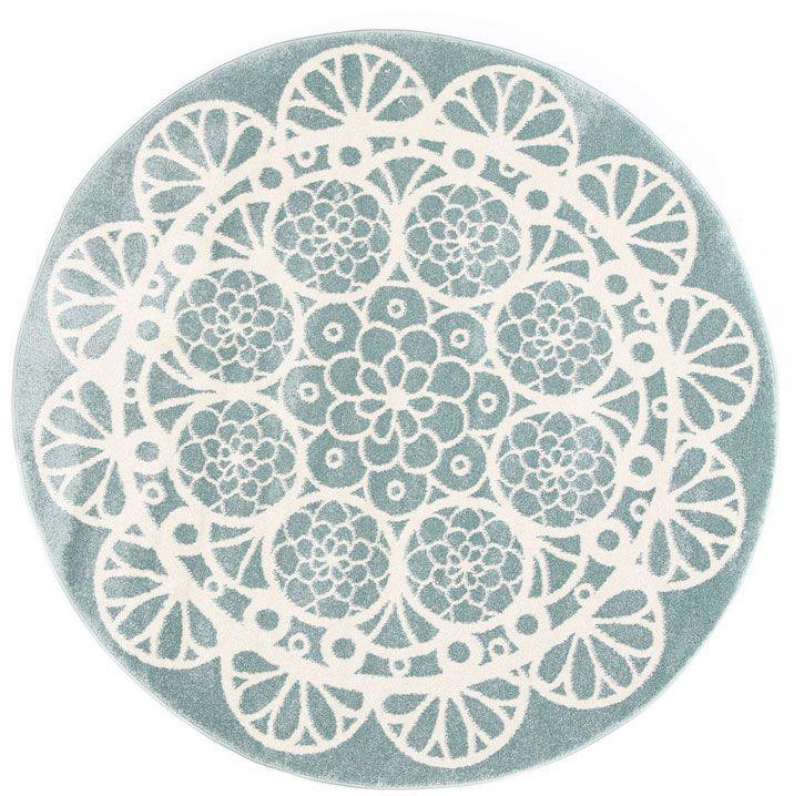 Piccolo Aqua White Doily Kids Rug 133x133cm Round - John Cootes