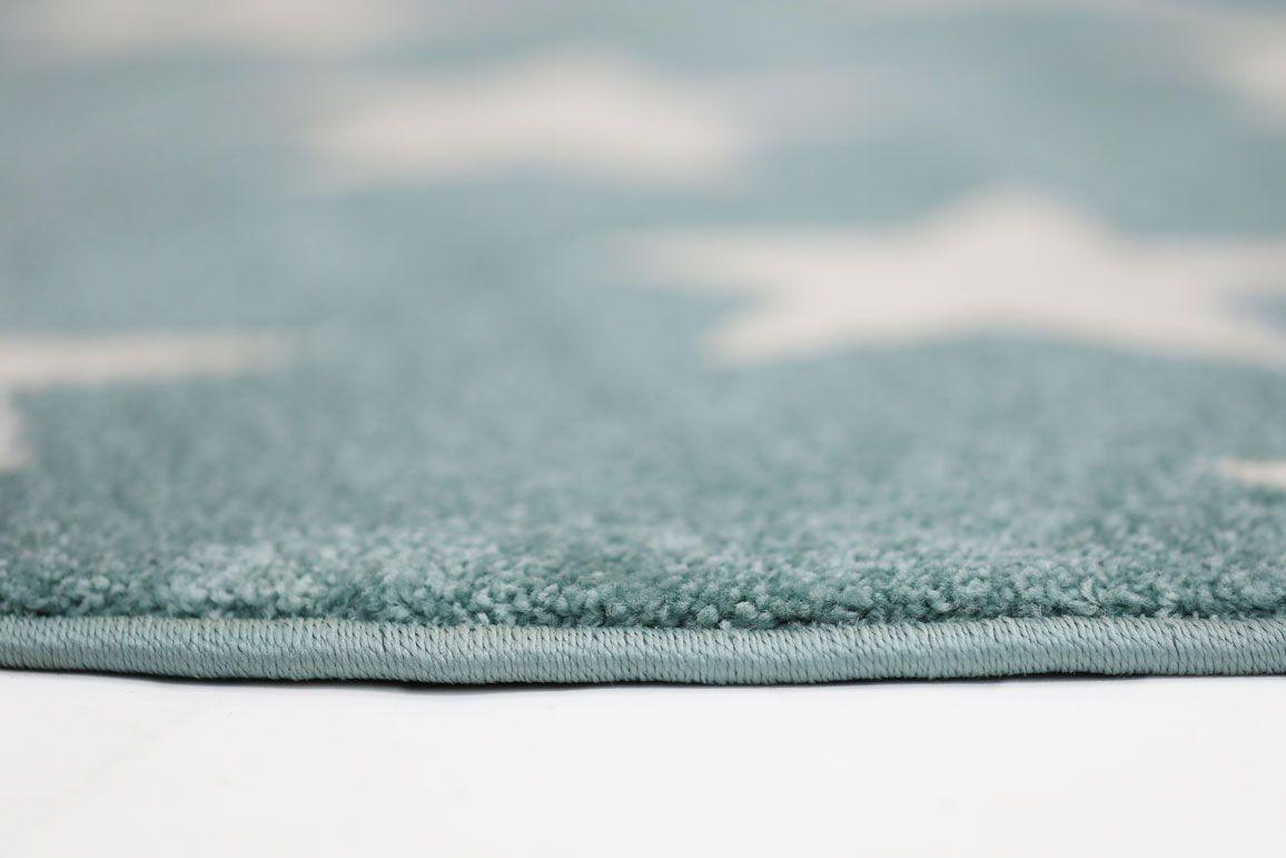 Piccolo Aqua White Stars Kids Rug 133x133cm Round - John Cootes