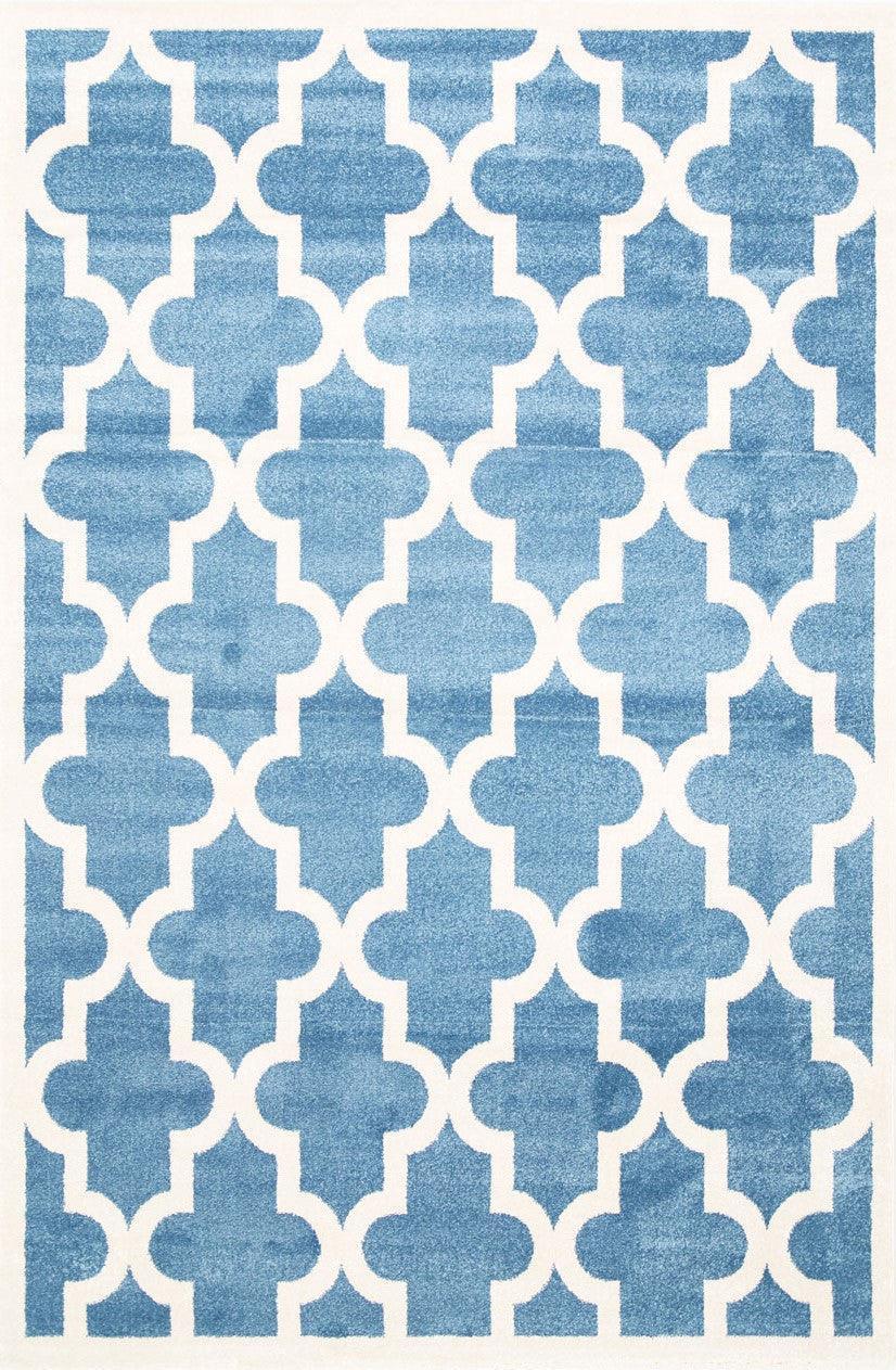Piccolo Blue and White Lattice Pattern Kids Rug 120x170cm - John Cootes