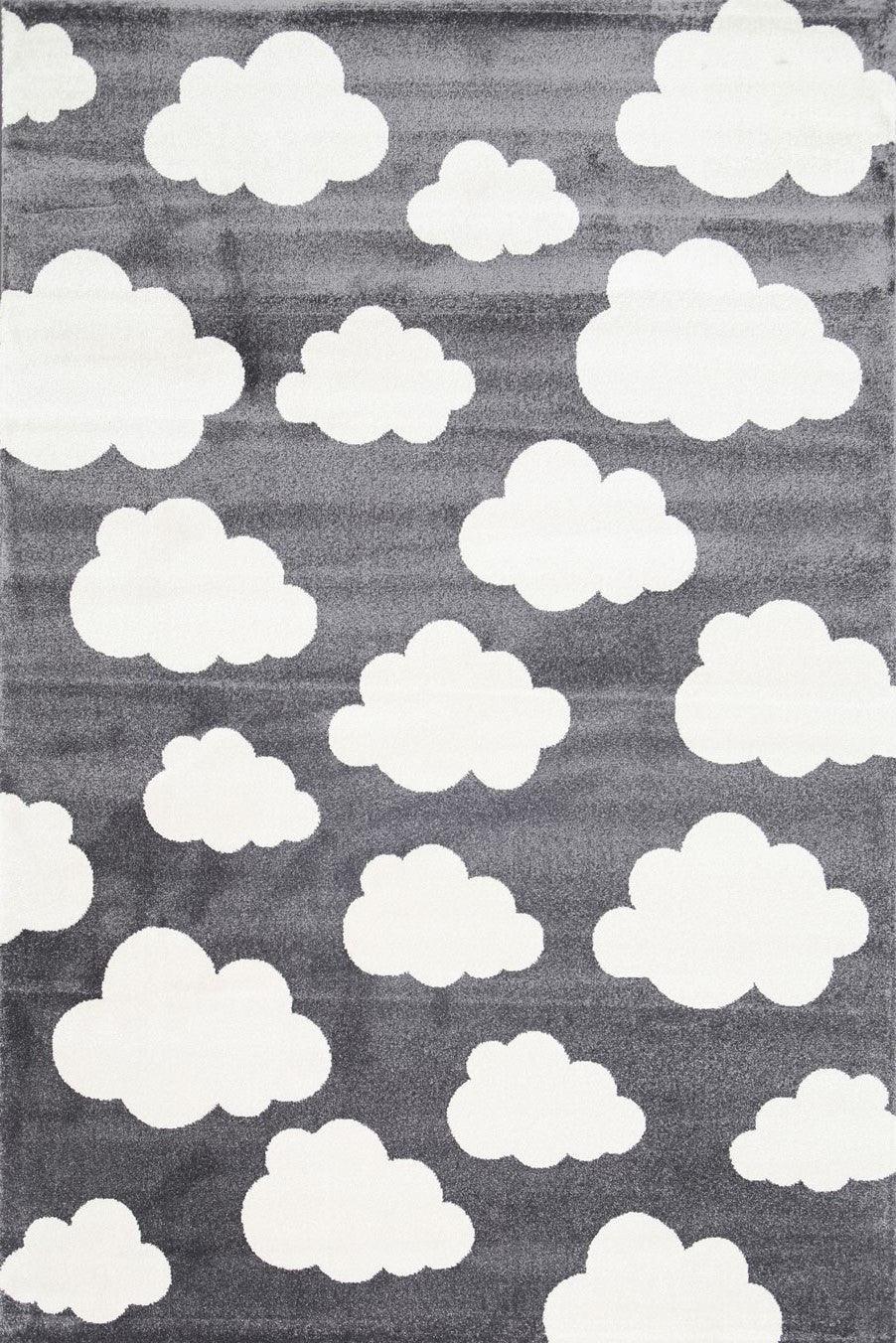 Piccolo Dark Grey and White Cloud Kids Rug 120x170cm - John Cootes