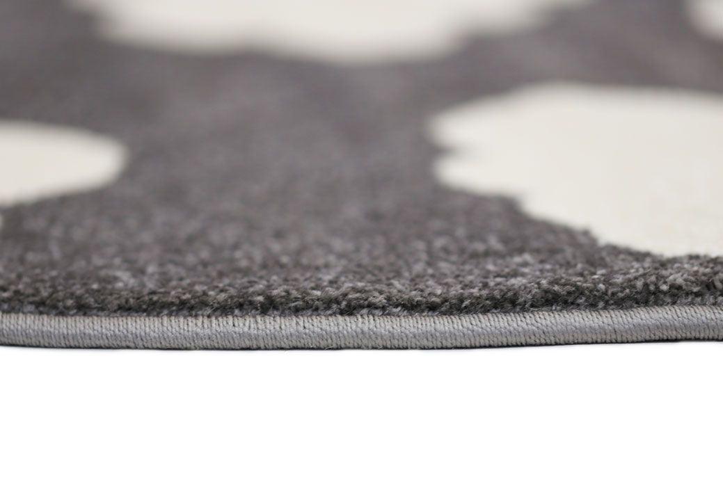 Piccolo Dark Grey and White Cloud Kids Rug 133x133cm Round - John Cootes