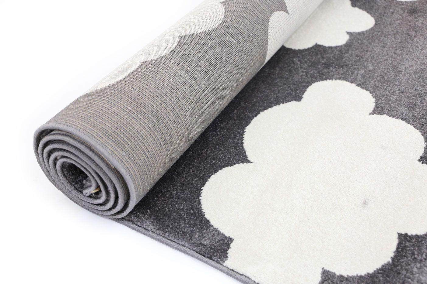 Piccolo Dark Grey and White Cloud Kids Rug 160x230cm - John Cootes