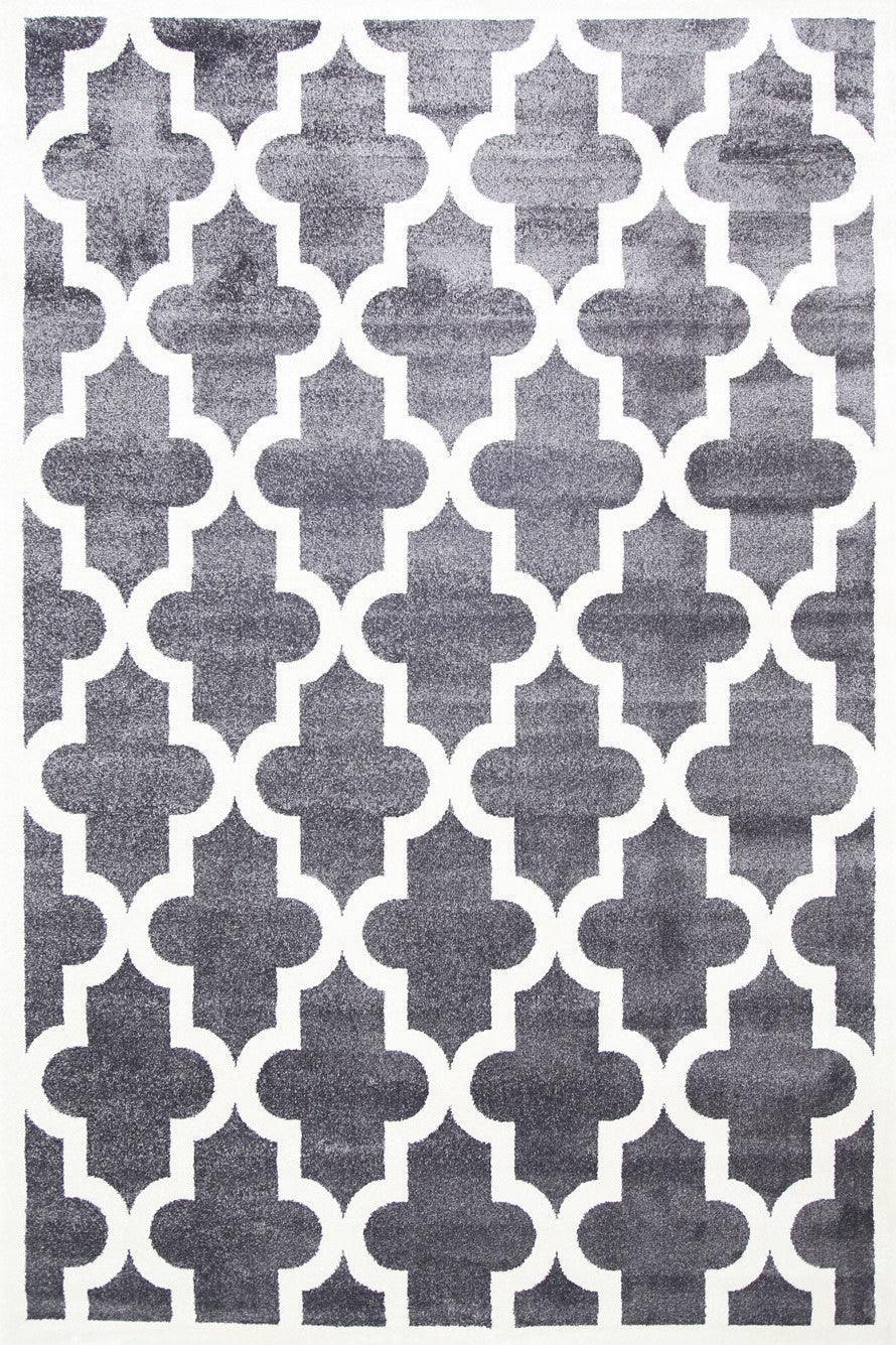 Piccolo Grey and White Lattice Pattern Kids Rug 120x170cm - John Cootes