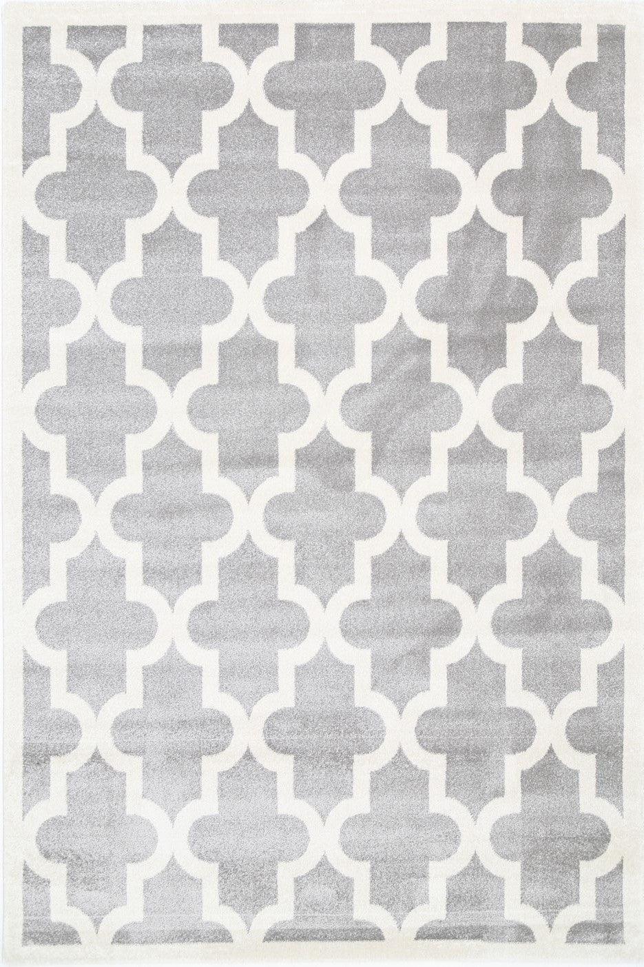 Piccolo Light Grey and White Lattice Pattern Kids Rug 120x170cm - John Cootes