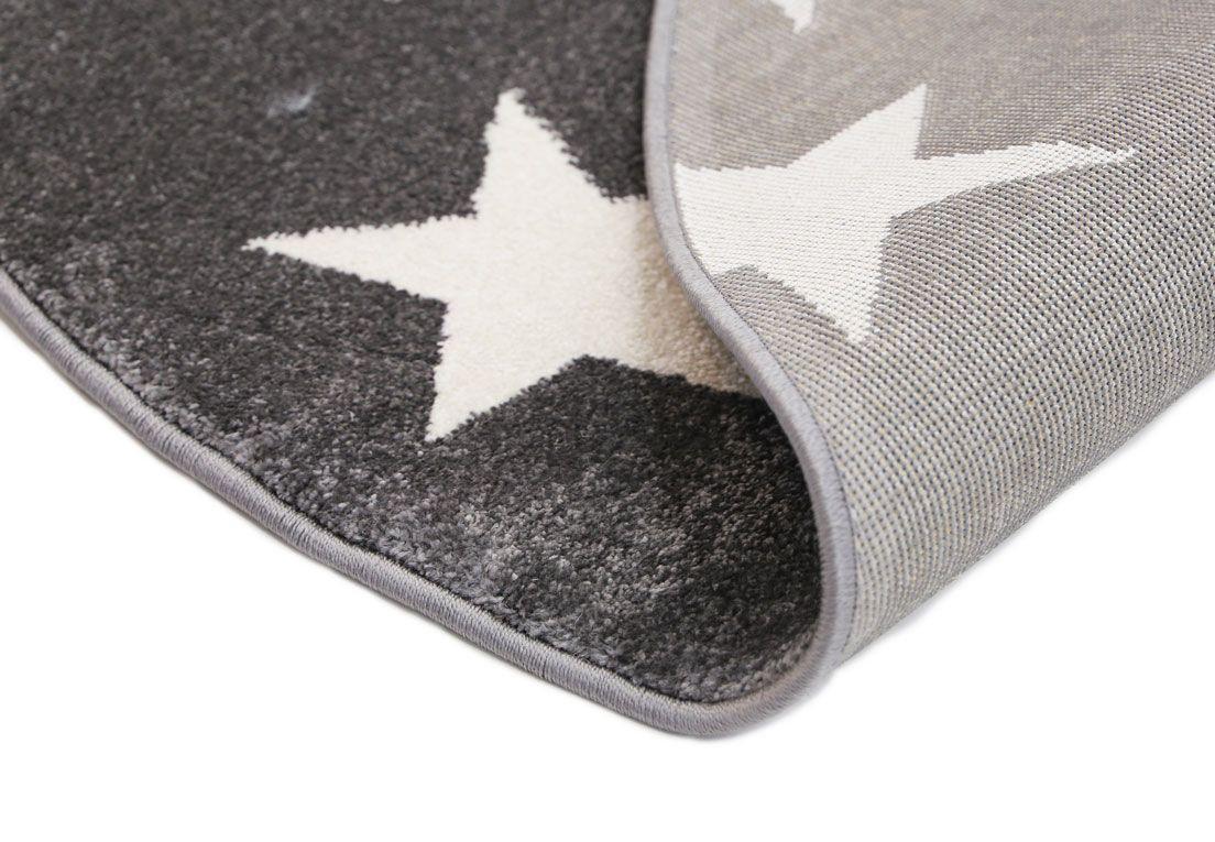 Piccolo Light Grey and White Stars Kids Rug 133x133cm Round - John Cootes