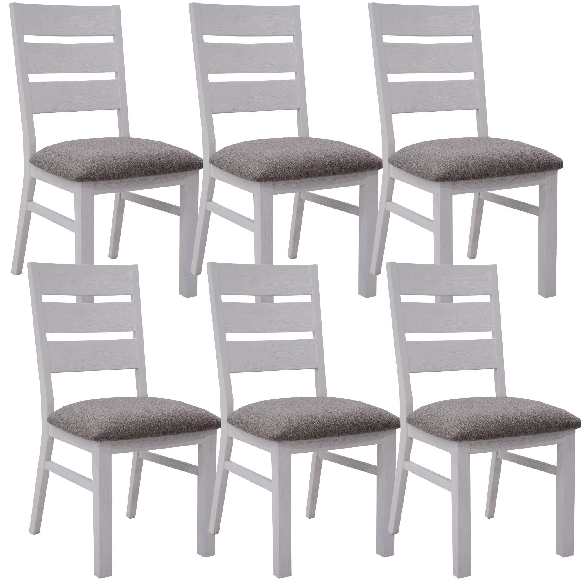 Plumeria Dining Chair Set of 6 Solid Acacia Wood Dining Furniture - White Brush - John Cootes