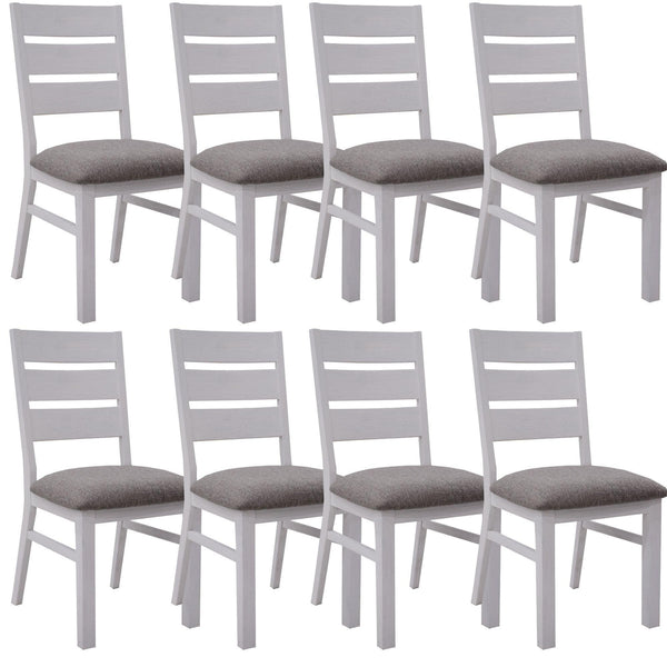 Plumeria Dining Chair Set of 8 Solid Acacia Wood Dining Furniture - White Brush - John Cootes