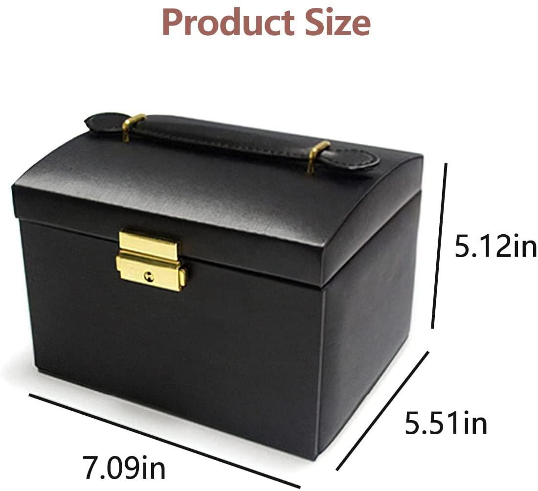 Portable Travel Jewelry box with three-layer PU leather storage box, mirror and lock - John Cootes