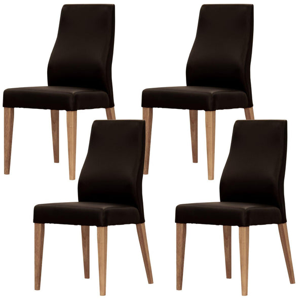 Rosemallow Dining Chair Set of 4 PU Leather Seat Solid Messmate Timber - Black - John Cootes