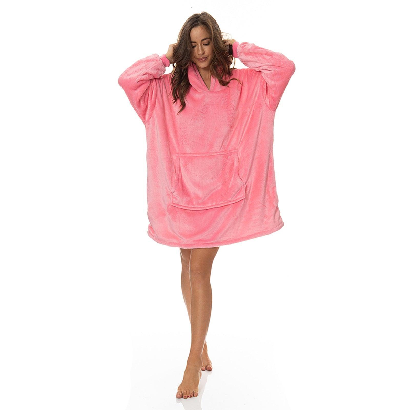 Royal Comfort Snug Hoodie Nightwear Super Soft Reversible Coral Fleece