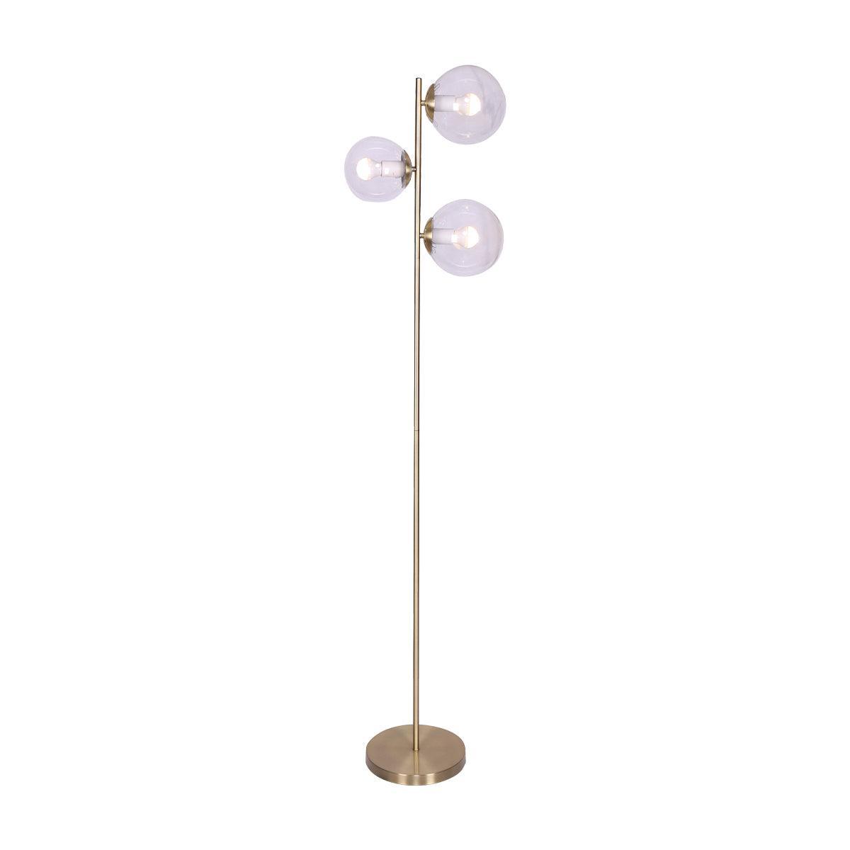 Sarantino 3-Light Gold Metal Floor Lamp with Glass Shades - John Cootes