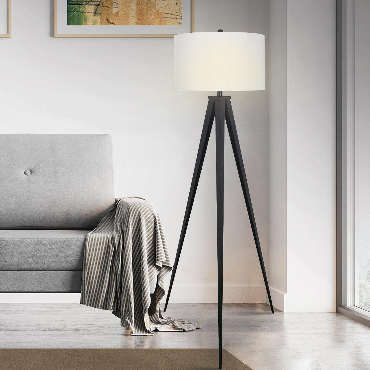 Sarantino Minimalist Modern Tripod Floor Lamp Black - John Cootes