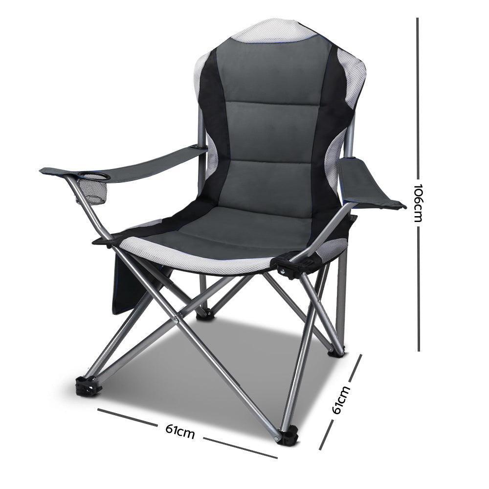 Set of 2 Portable Folding Camping Armchair - Grey - John Cootes