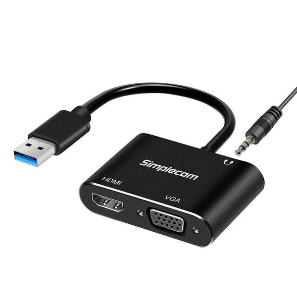 Simplecom DA316A USB to HDMI + VGA Video Card Adapter with 3.5mm Audio - John Cootes