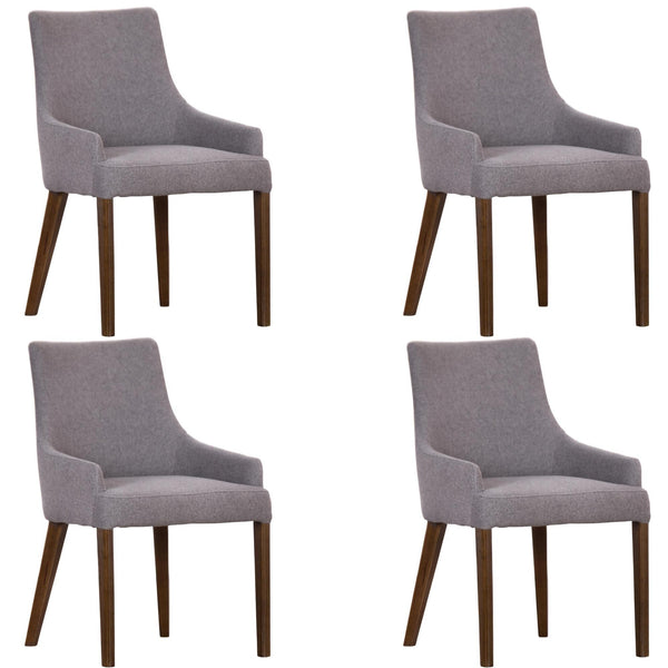 Tuberose Dining Chair Set of 4 Fabric Seat Solid Acacia Wood Furniture - Grey - John Cootes