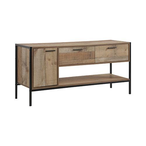 TV Cabinet with 2 Storage Drawers Cabinet Natural Wood Like Particle board Entertainment Unit in Oak colour - John Cootes