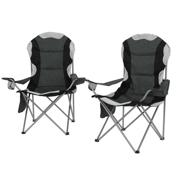 Weisshorn 2X Folding Camping Chairs Arm Chair Portable Outdoor Beach Fishing BBQ - John Cootes