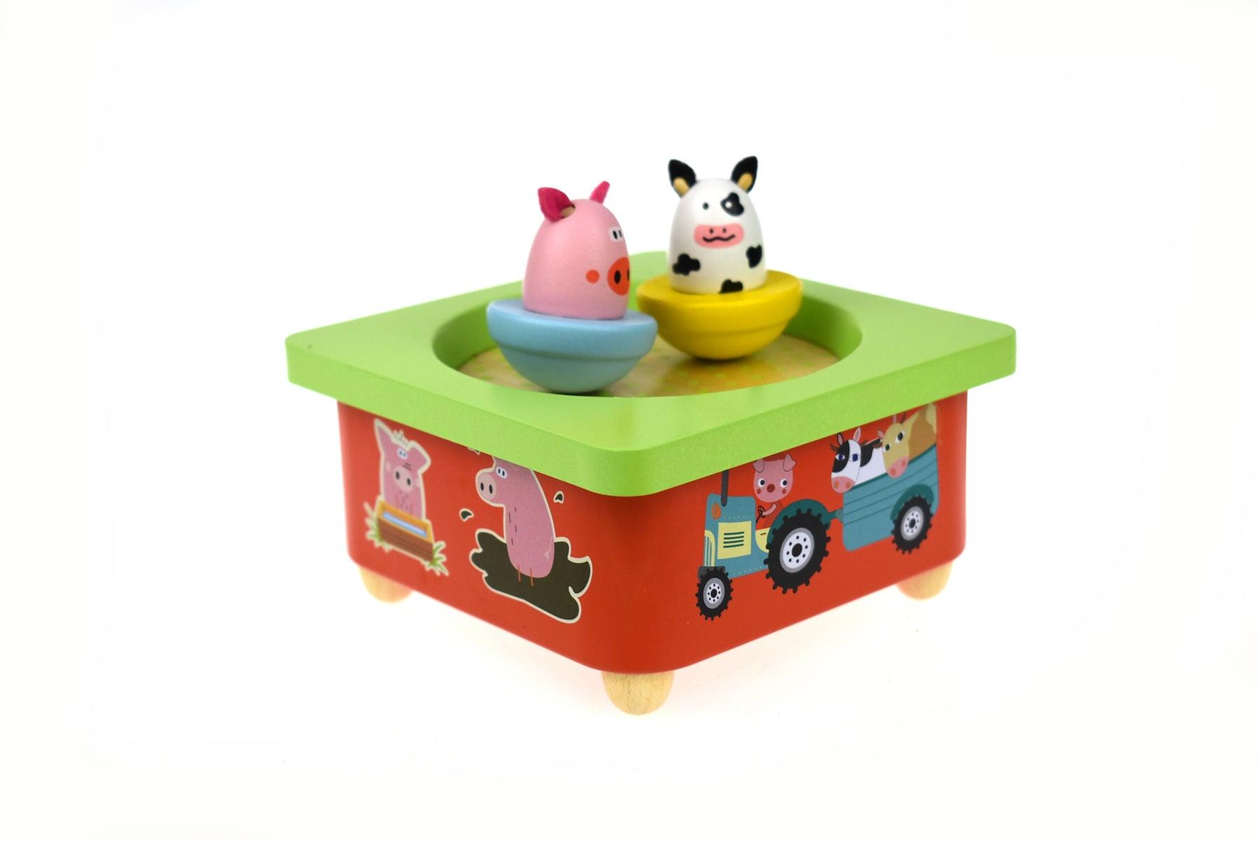 WOODEN FARM MUSIC BOX WITH METAL FRAME - John Cootes