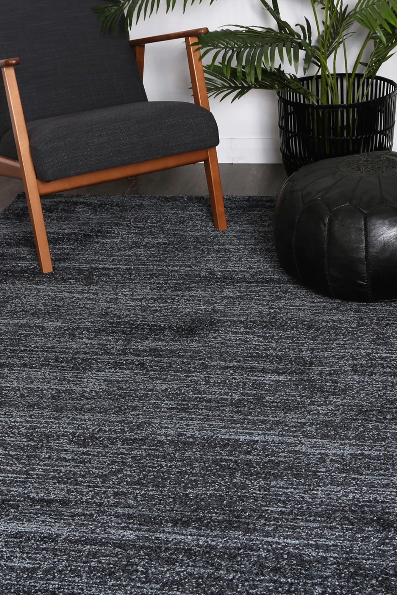 Zarin Solid Anthracite Modern Rug 200x290 cm - John Cootes