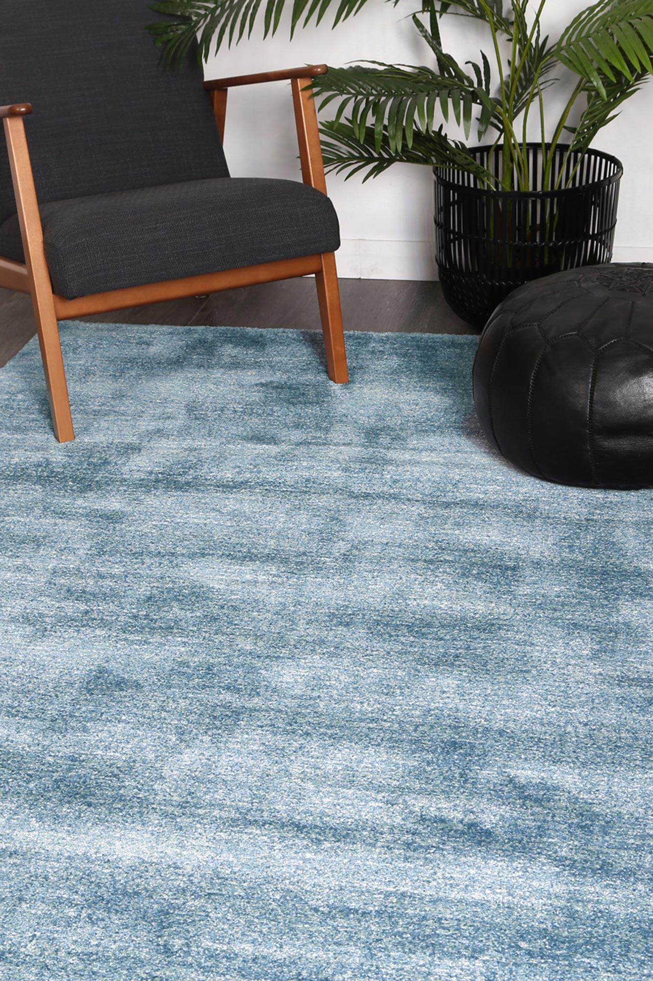 Zarin Solid Blue Modern Rug 80x300 cm - John Cootes