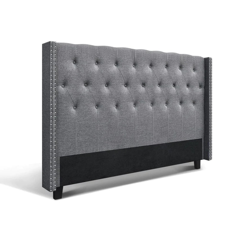 Artiss Bed Head Headboard King Size Bedhead Fabric Frame Base Grey LUCA - John Cootes