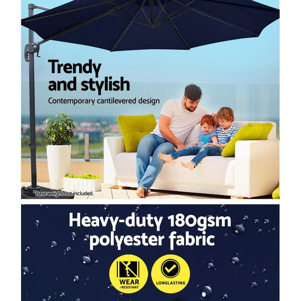 Shading Your Outdoor Space in Style: A Review of the Instahut Outdoor Umbrella 3M Roma Cantilever Beach Furniture Garden 360 Degree Navy - John Cootes
