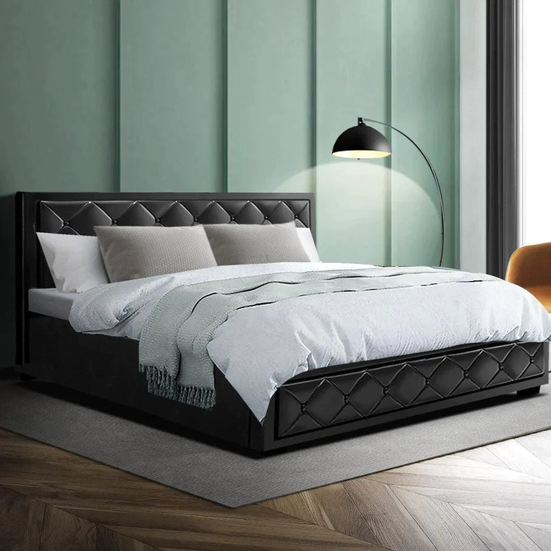 Sleek and Functional Bedroom Storage: A Review of the Artiss Tiyo Bed Frame PU Leather Gas Lift Storage - Black King - John Cootes
